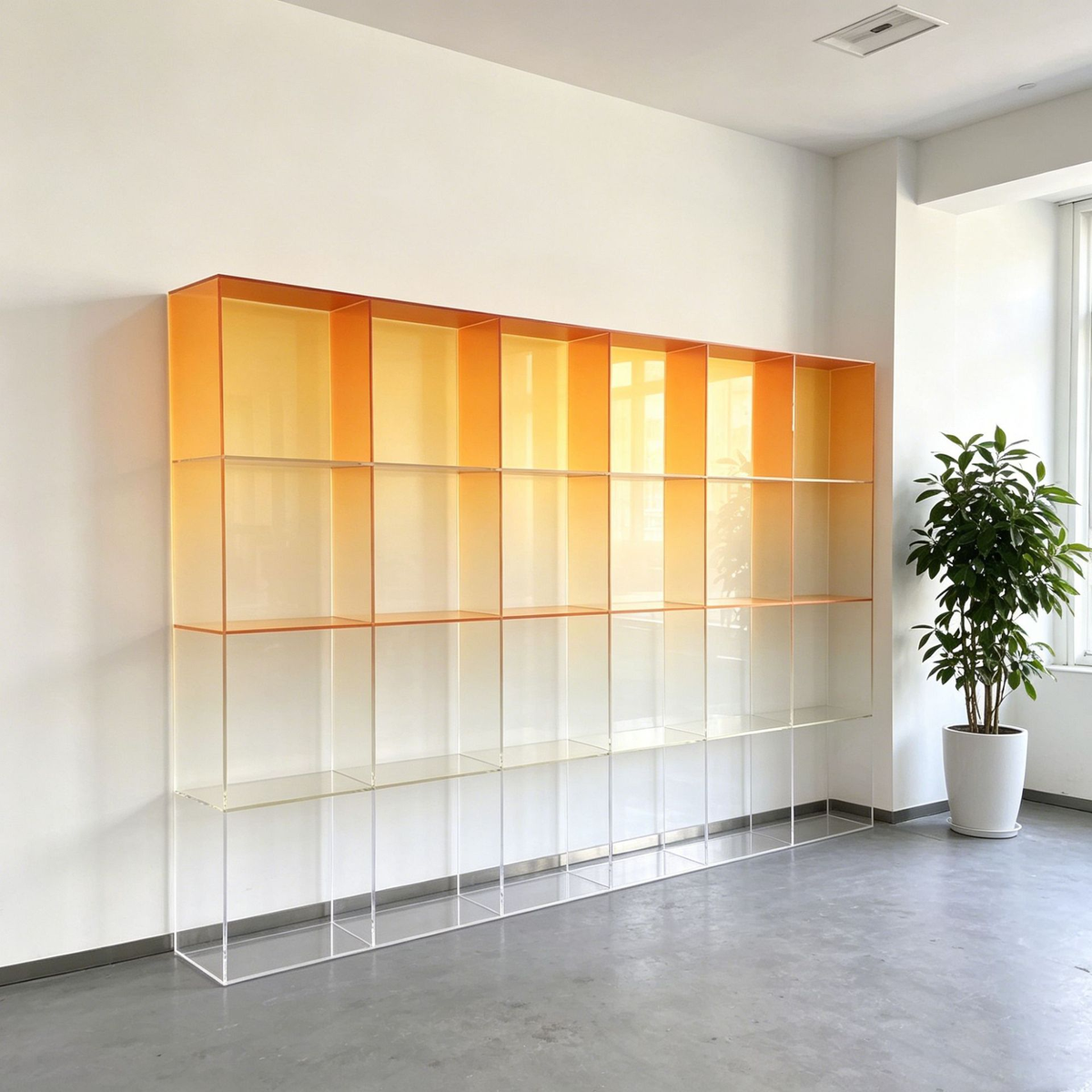 亚克力黄色渐变多宝格展示柜盲盒玩具展柜定制 图片 3