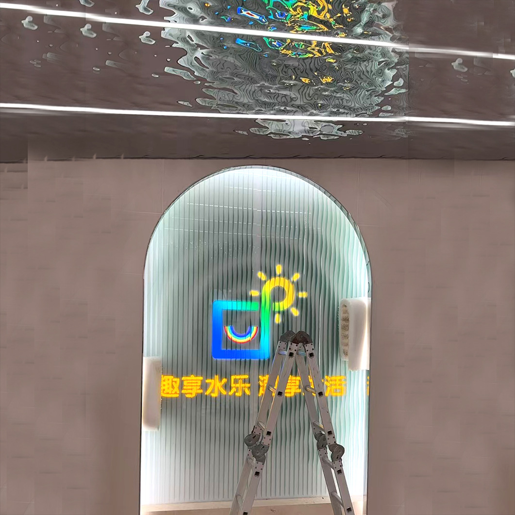 亚克力led发光蓝绿色屏风家居装饰品商场有机玻璃幕墙隔断背景墙 图片 3