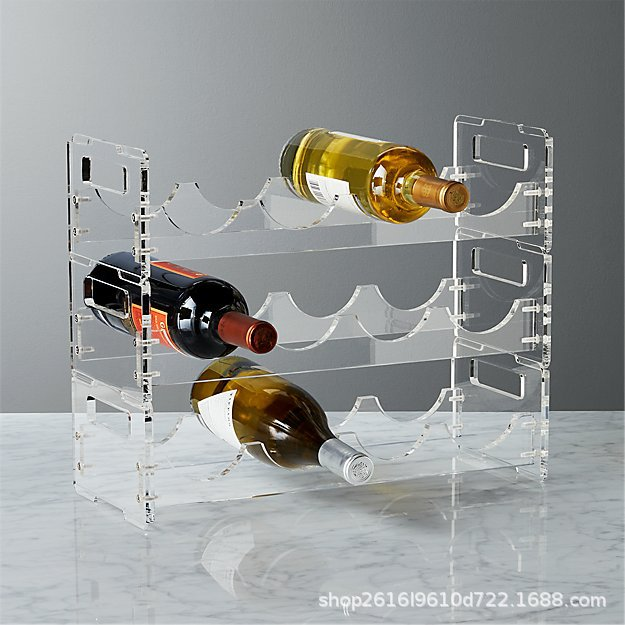 亚克力收纳架红酒香槟葡萄酒展示架可叠加洋酒收藏置物架陈列酒座 图片 1