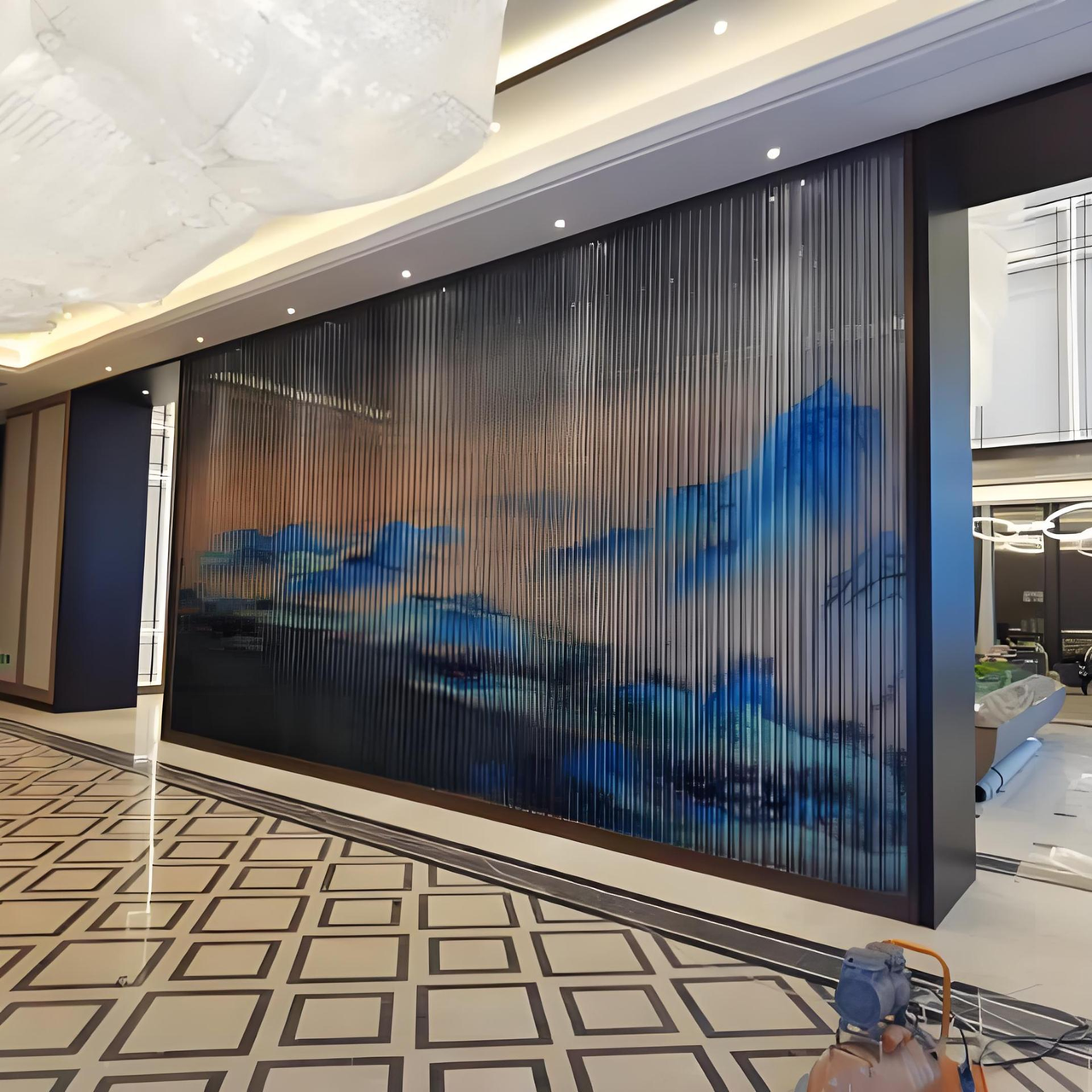 来图定制亚克力大型工程酒店会议厅千里江山背景墙亚克力装饰工程 图片 3