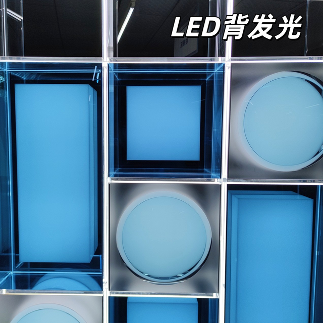 白色亚克力发光多宝阁透明有机玻璃灯箱展示架长方形亚克力展示架
